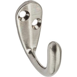 Single Clothes Hook Satin Nickel 2 Pack (POS)