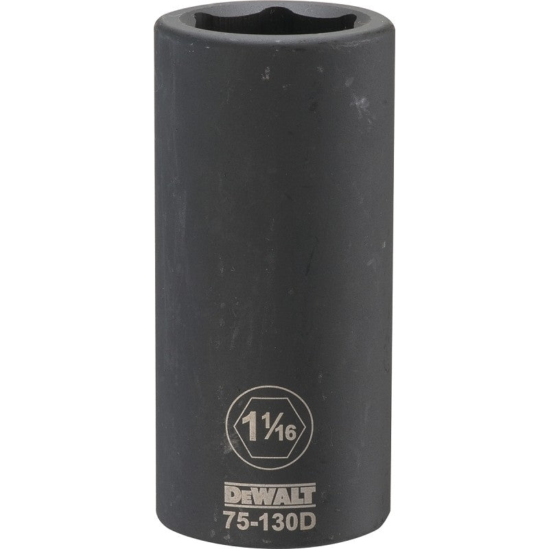 DEWALT DWMT75130OSP Impact Socket, 1-1/16 in Socket, 1-13/32 in D Socket, 3/4 in Drive, 6-Point, CR-440 Steel
