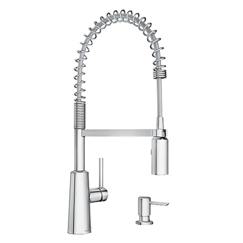 Moen Nori Series 87897 Pre-Rinse Spring Pulldown Kitchen Faucet, 1.5 gpm, 1-Handle, Metal, Chrome, Lever Handle