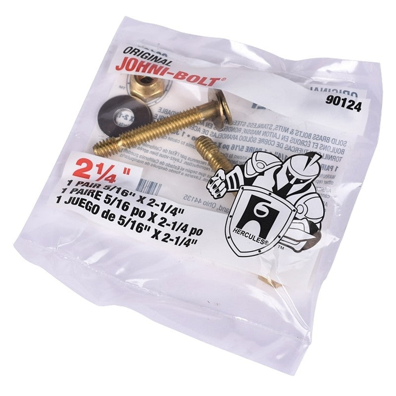 Hercules 90124 Toilet Closet Bolt, 5/16 in Dia x 2-1/4 in L Dimensions, Brass