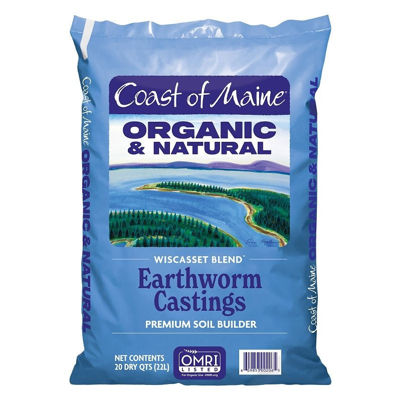 Coast of Maine Wiscasset Blend WI3500 Earthworm Casting, Dark Brown, Earthy Smell, 20 qt Bag