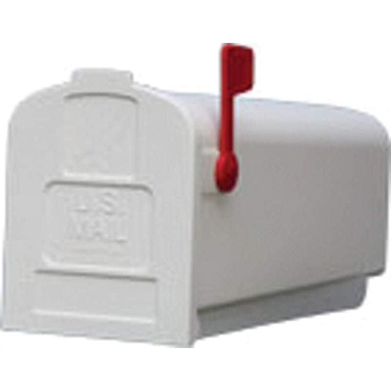 Gibraltar Mailboxes Parson PL10W0201 Series Rural Mailbox, White, 875 cu-in Capacity, Plastic, 7.9 in W, 19.4 in D