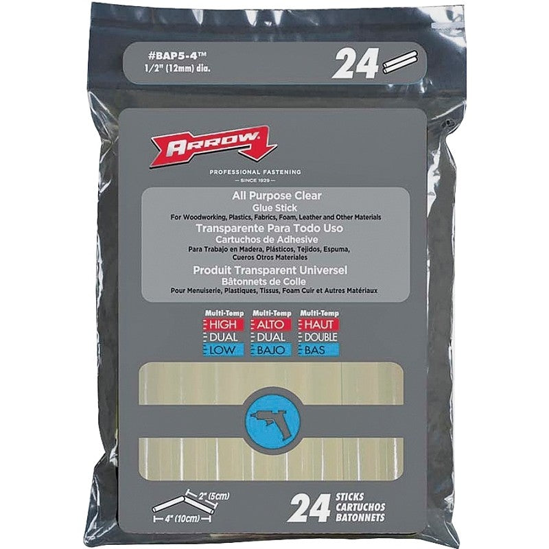 Arrow BAP5-4 Glue Stick, Stick, Ester, Clear, 0.5 oz