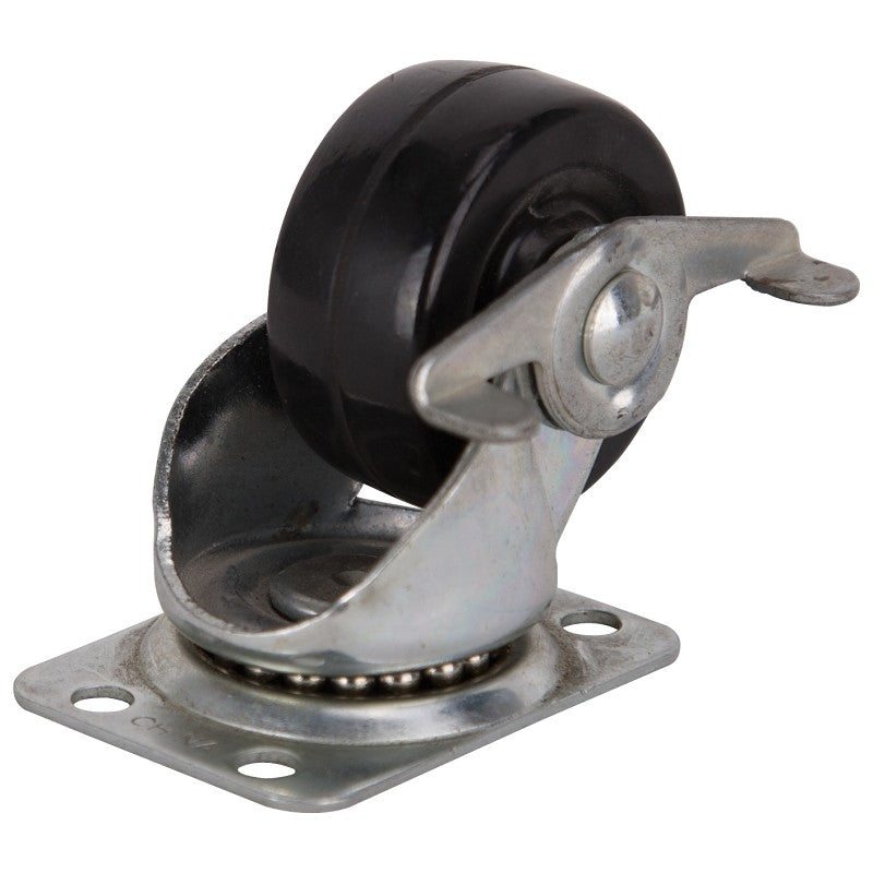ProSource JC-H09 Swivel Caster, 2 in Dia Wheel, 7/8 in W Wheel, Rubber Wheel, Black, 125 lb, Steel Housing Material