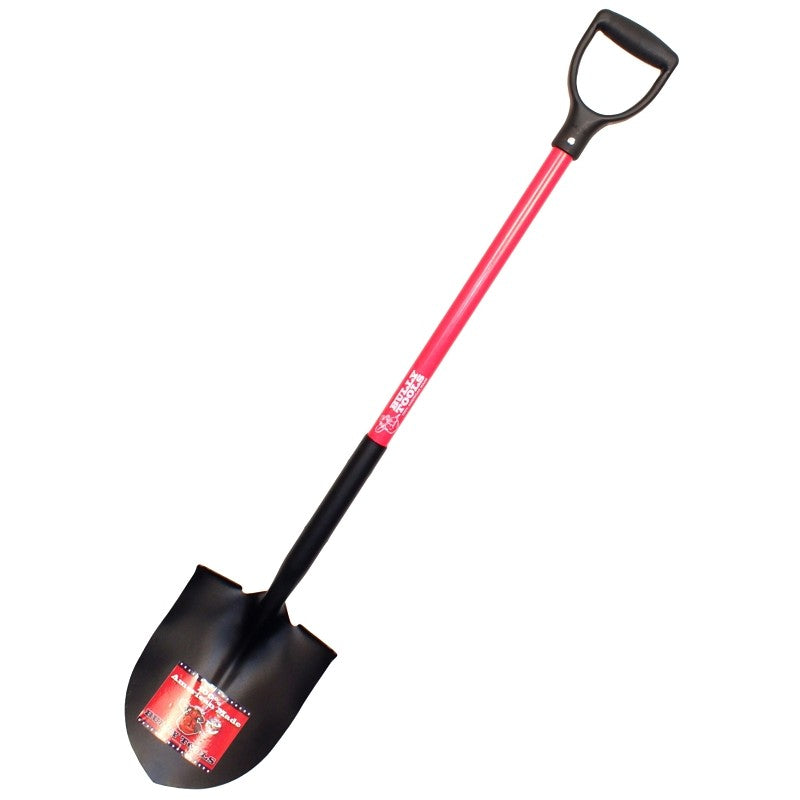 BULLY Tools 62510 Professional-Grade Shovel, Round Point, 44 in OAL, 9-1/2 in W Blade, Steel Blade, Fiberglass Handle