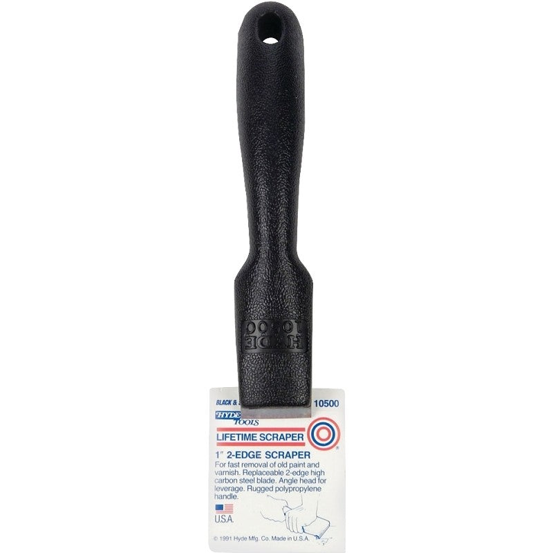 Hyde 10500 Pull Scraper, 1 in W Blade, 2-Edge Blade, HCS Blade, Polypropylene Handle, Comfort Grip Handle