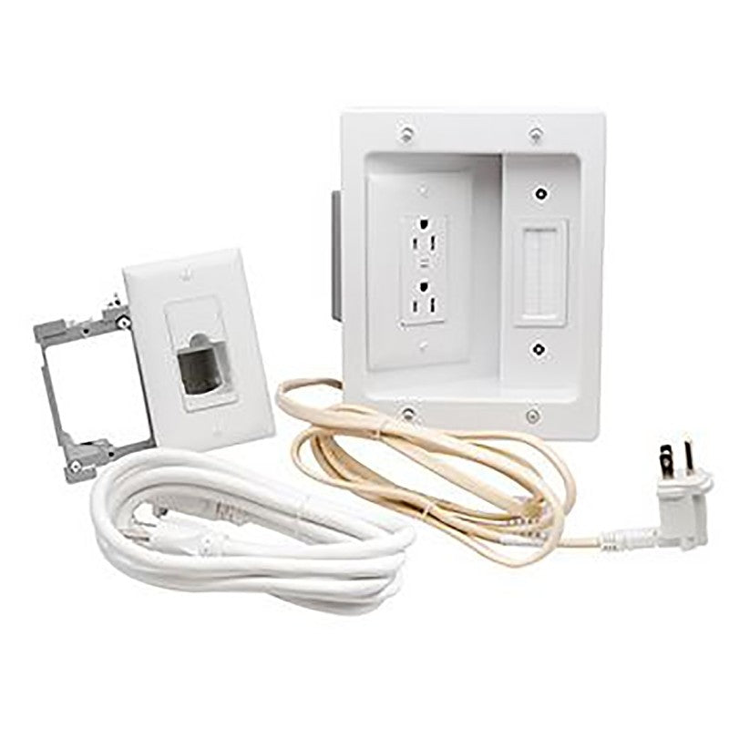 On-Q CPT306WV1 TV Power and Cable Management Kit, 125 VAC, NEMA: 5-15R, White