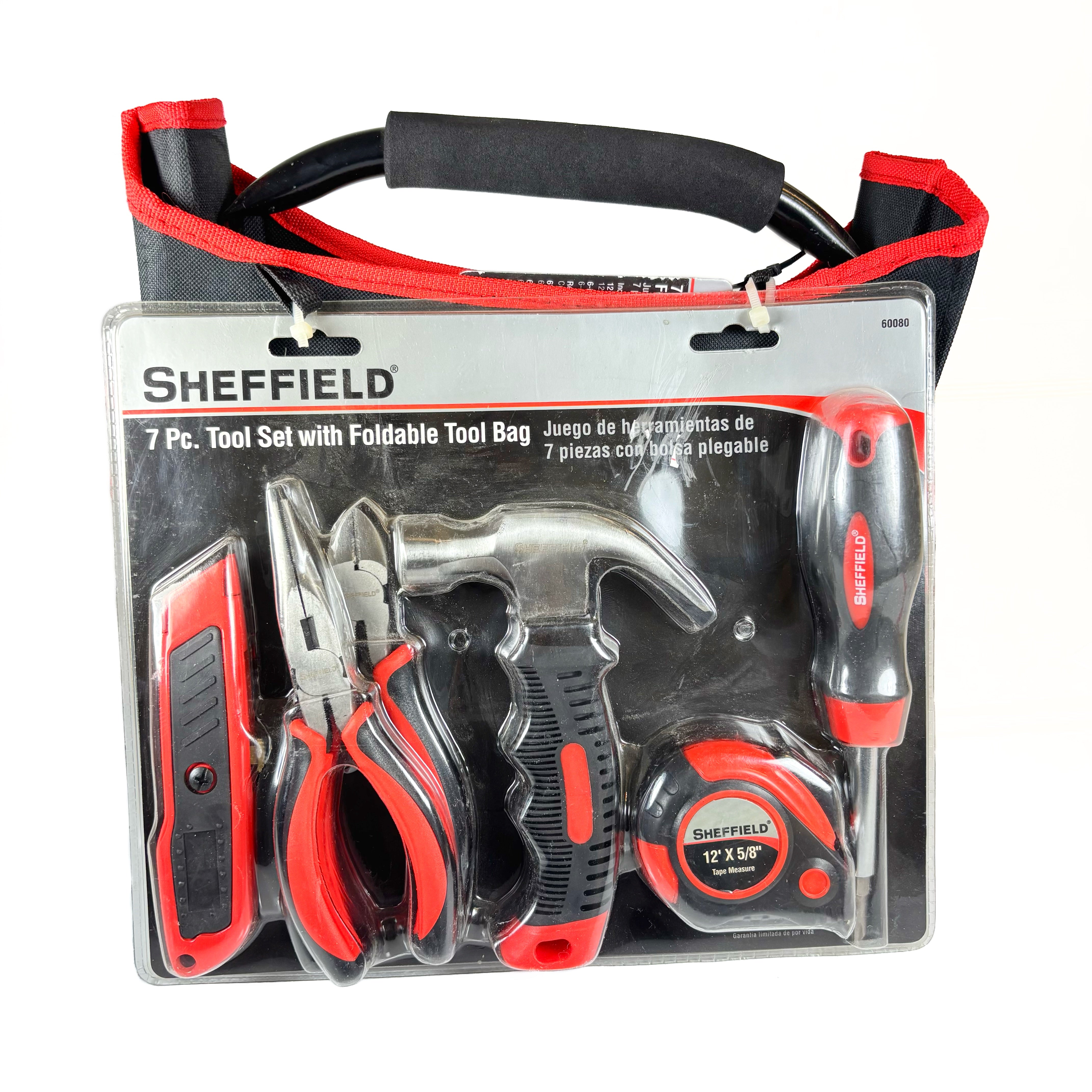 7 Piece Home Tool Set with Foldable Open Tool Bag