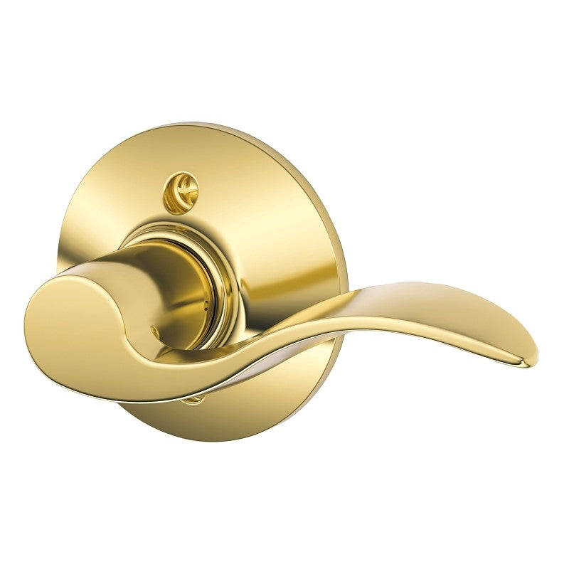 Schlage F Series F170V ACC 605 RH Right Hand Dummy Lever, Mechanical Lock, Bright Brass, Metal, Residential, Right Hand