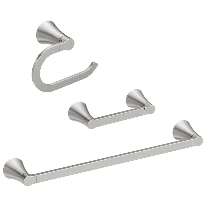 Moen Mikah Series Y0733BN Bathroom Hardware Set, Zinc, Brushed Nickel, 3-Piece