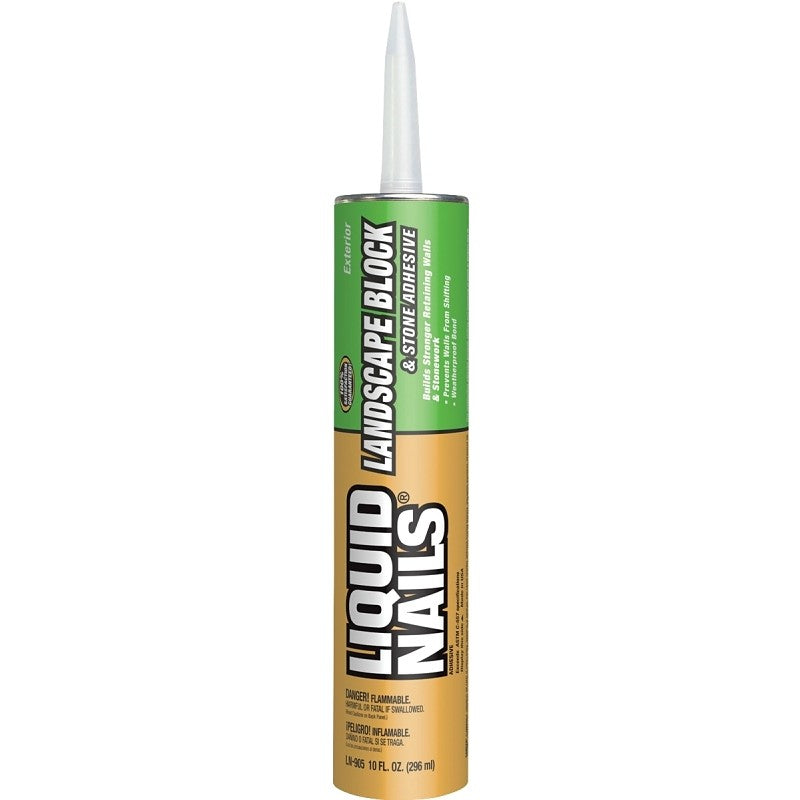 Liquid Nails LN-905 Landscape Block Adhesive, Paste, Mild Latex, White, 10 oz Cartridge (Pack of 12)