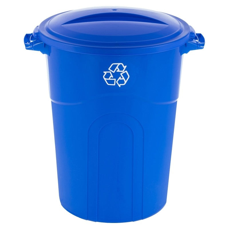 United Solutions COLORmaxx TI0028 Trash Can, 32 gal Capacity, Plastic, Blue, Lid Closure