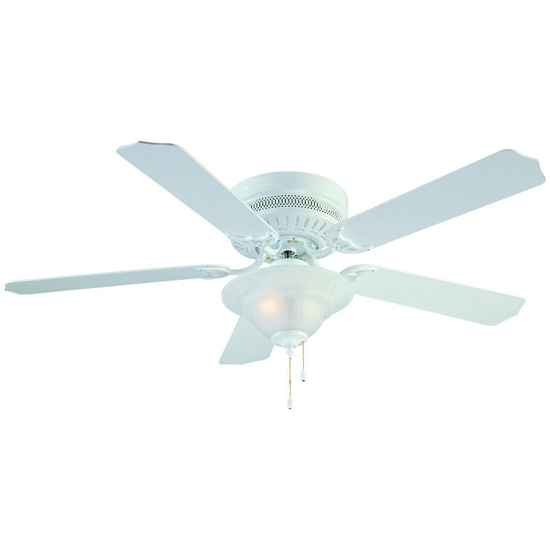 Boston Harbor CF-B-652+1F242WH Low Profile Ceiling Fan, 5-Blade, Bleached Oak/White Blade, 52 in Sweep, 3-Speed