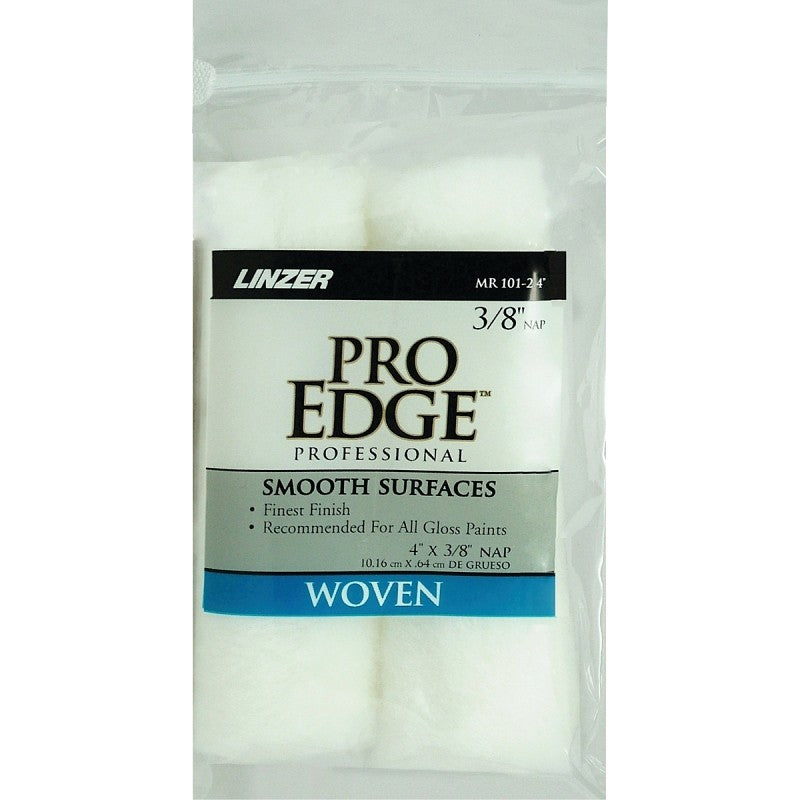 Linzer MR101-2 Roller Cover, White, 3/8 in Thick Nap, 4 in L, Woven Fabric, 6/PK