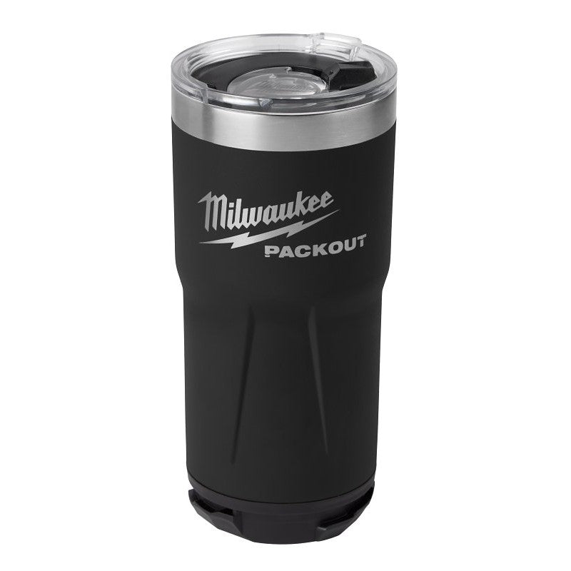 Milwaukee PACKOUT 48-22-8392B Tumbler, 20 oz, Sliding Magnetic Lid, Metal, Black, Insulated