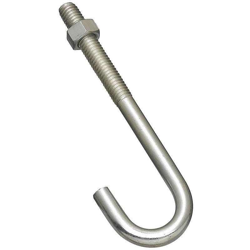 National Hardware 2195BC Series N232-959 J-Bolt, 3/8 in Thread, 5 in L, 225 lb Working Load, Steel, Zinc (Pack of 10)