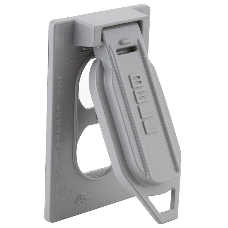 Hubbell 5146-0 Cover, Flip, Snap, 4-9/16 in L, 2-13/16 in W, 1-Gang, Aluminum, Gray, Powder-Coated, 24/CT