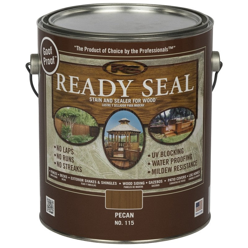 Ready Seal 115 Stain and Sealer, Pecan, 1 gal, Can (Pack of 4)