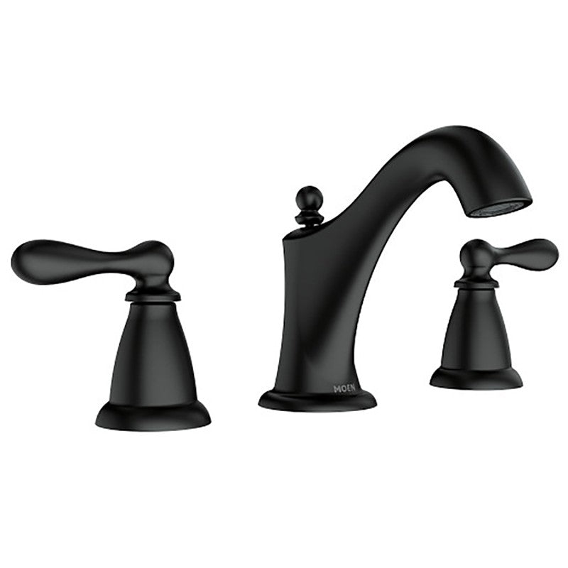 Moen Caldwell Series WS84440BL High-Arc Bathroom Faucet, 1.2 gpm, 2-Handle, 3-Faucet Hole, Metal, Matte Black