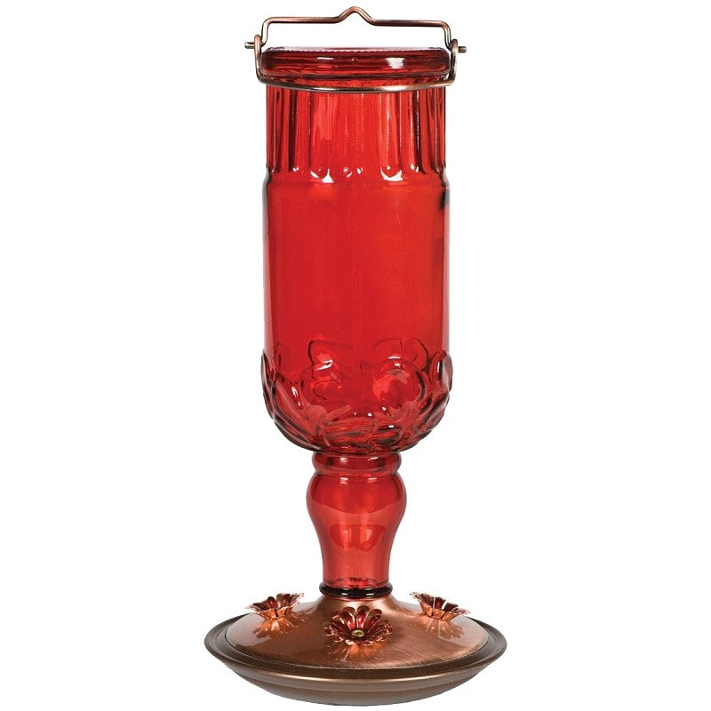 Perky-Pet 8119-2 Bird Feeder, 24 oz, 4-Port/Perch, Glass, Red, 11-1/2 in H (Pack of 2)