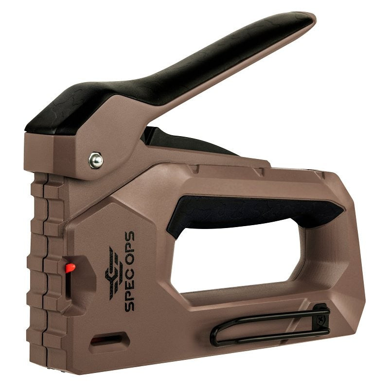 Spec Ops SPEC-M50 Staple Gun, Narrow Crown Staple, 1/4 in W Crown, Black/Flat Dark Earth