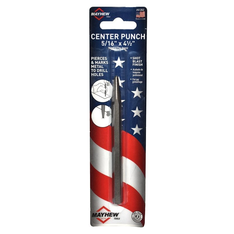 Mayhew 41202 Center Punch, 5/32 in Tip, 5-1/8 in L, 5/16 in Dia Shank