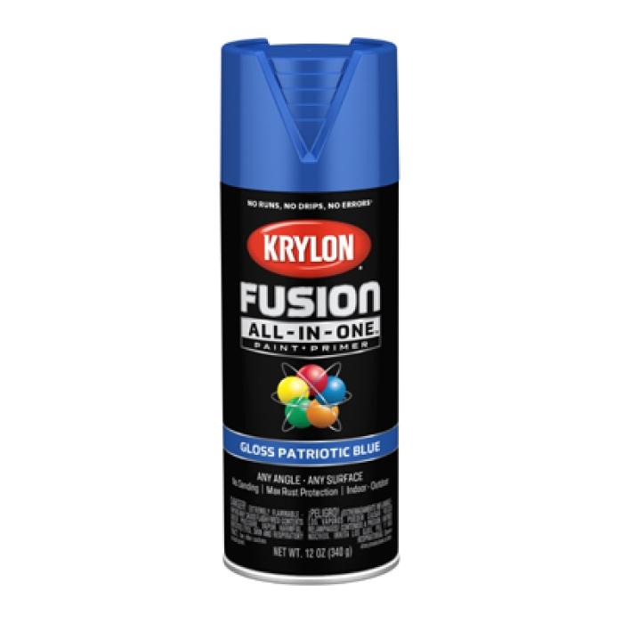 Krylon K02716007 Spray Paint, 12 oz Can, 25 sq-ft Coverage Area, Solvent Base, Gloss, Patriotic Blue, Exterior, Interior
