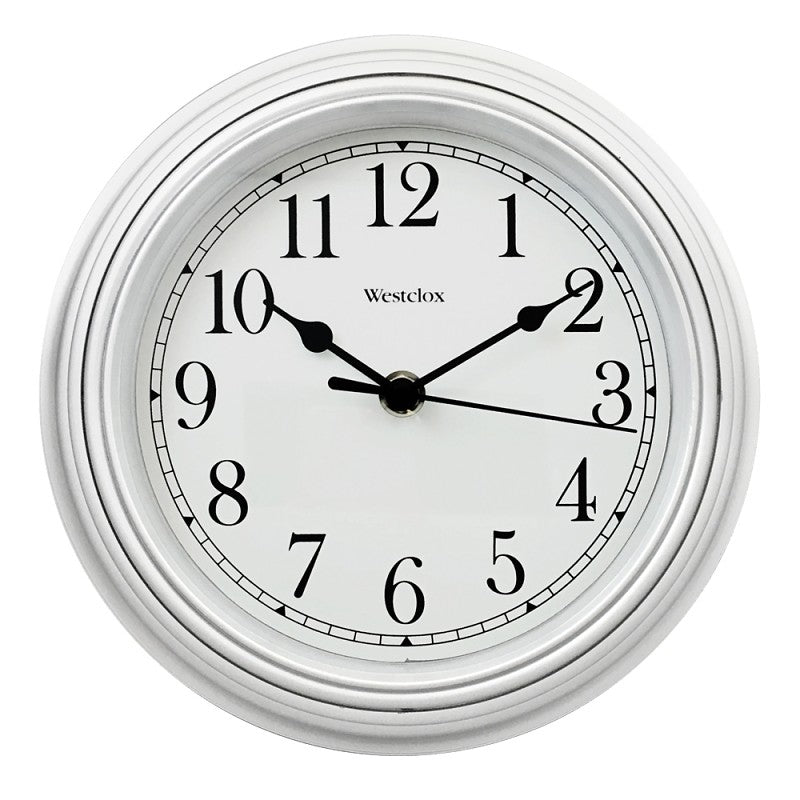 Westclox 46994A Clock, 8-1/2 in Dia, Round, White Frame, Plastic Clock Face, Analog