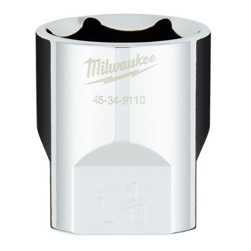 Milwaukee 45-34-9110 Socket, 1-1/8 in Socket, 1/2 in Drive, 6-Point, Chrome Vanadium Steel, Chrome