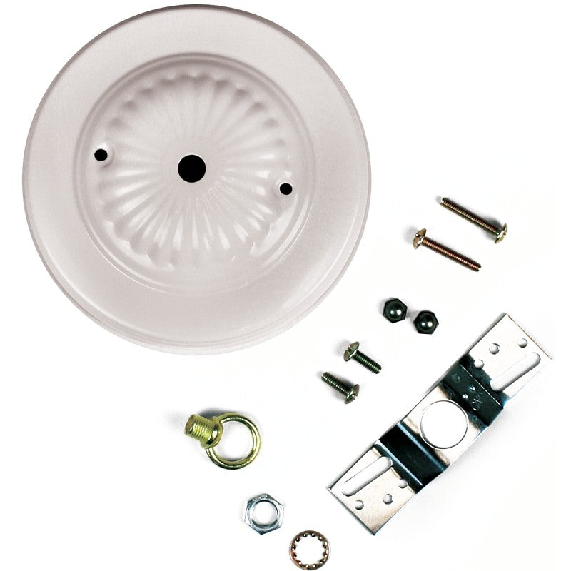 Jandorf 60217 Canopy Kit, Ceiling, Traditional, White, For: Outlet Box and Hang Ceiling Fixture