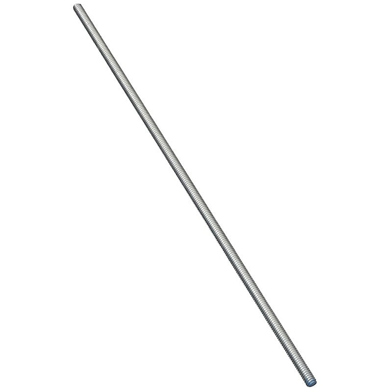 National Hardware N179-416 Threaded Rod, 1/4-20 Thread, 24 in L, A Grade, Steel, Zinc, UNC Thread