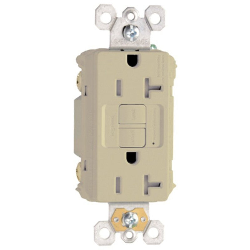 Pass & Seymour radiant Series 2097TRLACCD4 GFCI Duplex Receptacle, Nylon, Light Almond, 2-Pole, 20 A