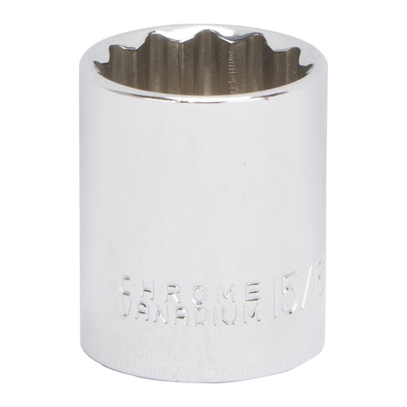 Vulcan MT6517999 Drive Socket, 15/16 in Socket, 1/2 in Drive, 12-Point, Chrome Vanadium Steel, Chrome (POS)