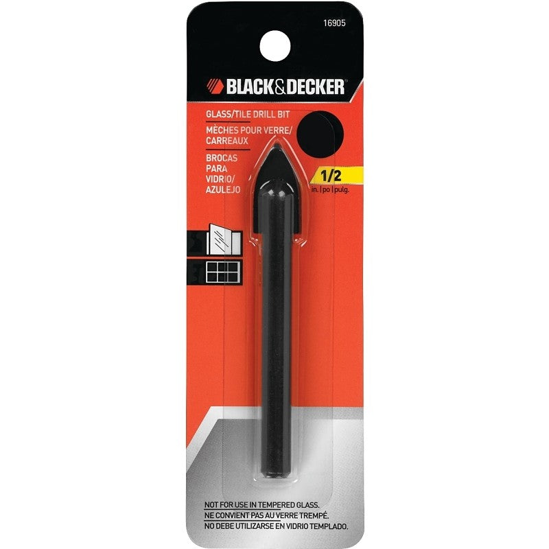 Black+Decker 16905 Drill Bit, 1/2 in Dia, 3-7/8 in OAL, 1/2 in Dia Shank