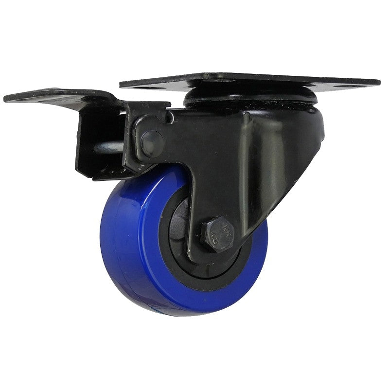 Shepherd Hardware 3658 Swivel Caster with Brake, 2 in Dia Wheel, TPU Wheel, Black/Blue, 135 lb