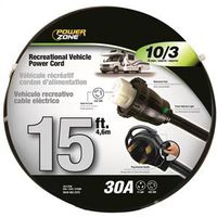 15 Foot Recreational Vehicle Power Cord 30amp / 50 Amp 10/3 Stw