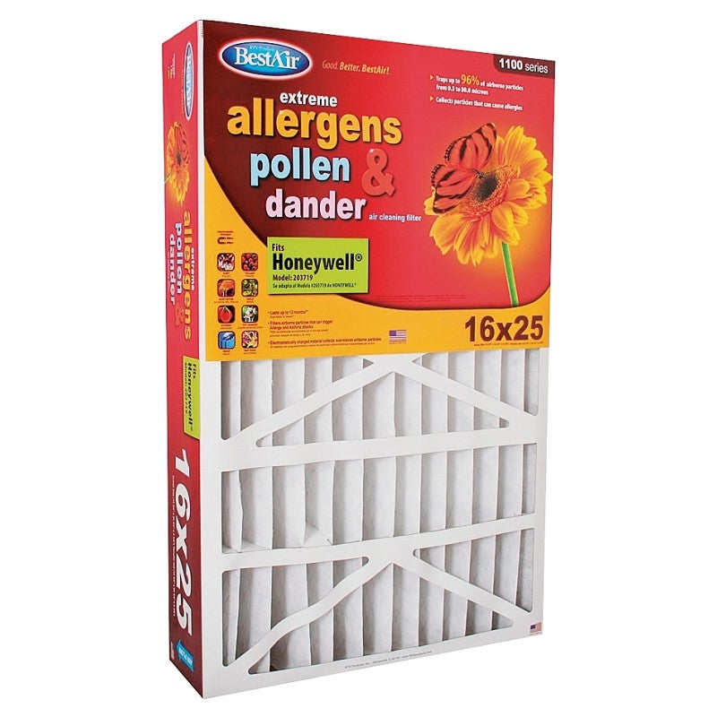 BestAir HW1625 Air Filter, 25 in L, 16 in W, 8 MERV (Pack of 3)
