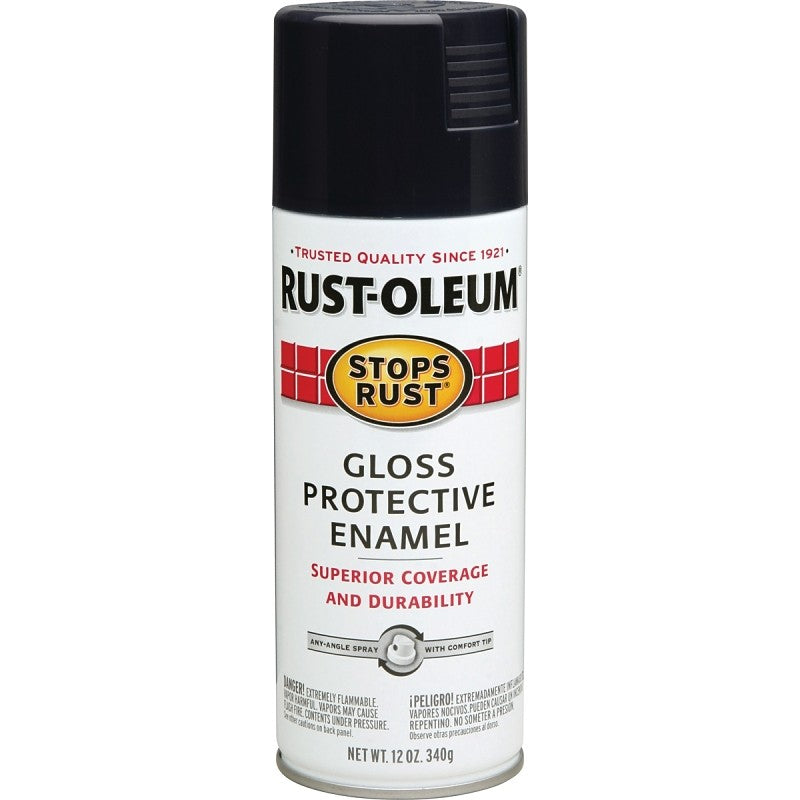 Rust-Oleum 7779830 Rust Preventative Spray Paint, Gloss, Black, 12 oz, Can