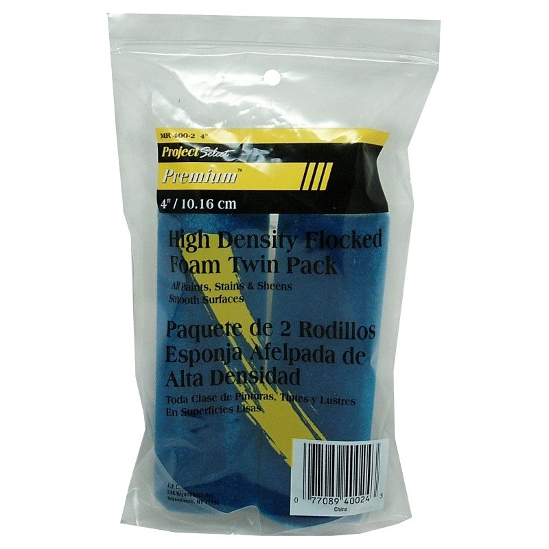 Linzer MR400-2 Paint Roller Cover, 1/8 in Thick Nap, 4 in L, High-Density Flocked Foam Cover