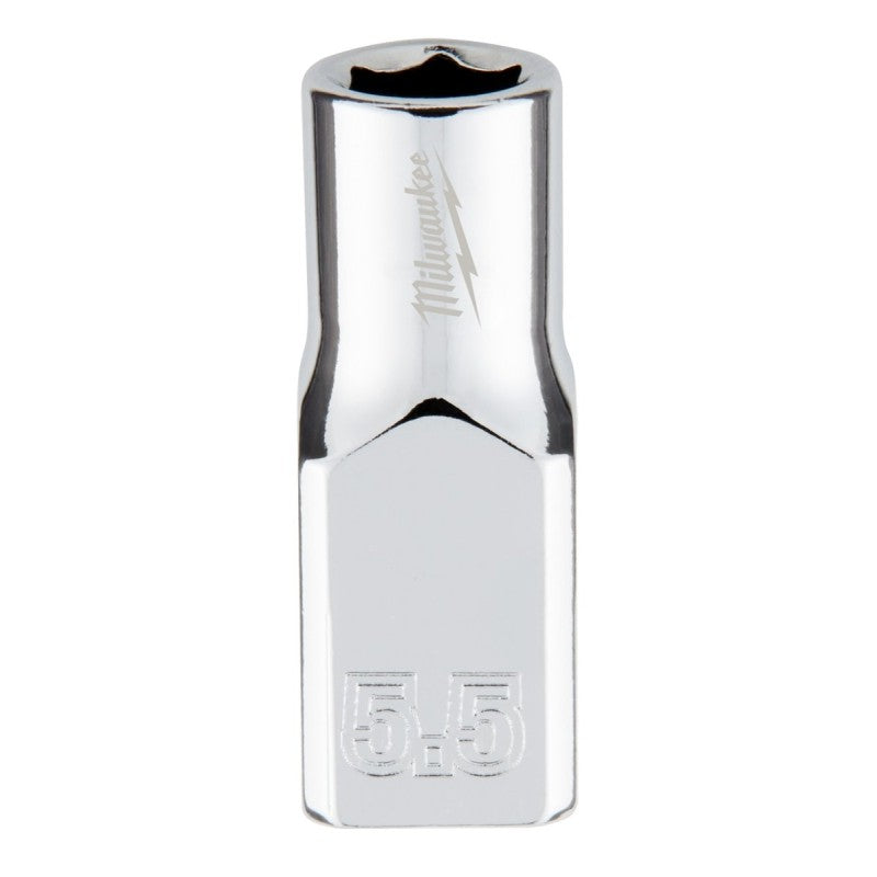 Milwaukee 45-34-9031 Socket, 5.5 mm Socket, Standard Socket, 4.921 in OAL, 1/4 in Drive, 6-Point, Chrome Vanadium Steel