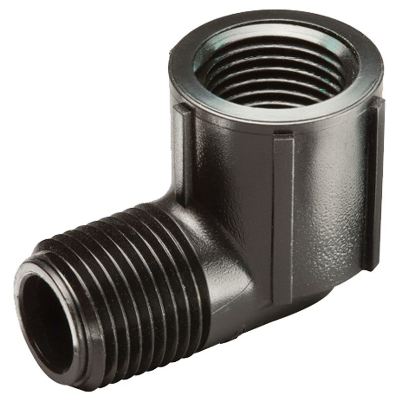 Rain Bird SWGS050S Pipe Elbow, 1/2 in Connection, MNPT x FNPT, Plastic/Polyethylene, Black