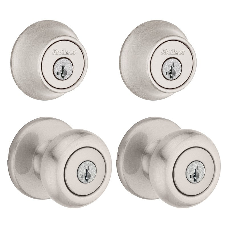 Kwikset Cove Series 92420-059 Entry Knob and Single Cylinder Deadbolt, Knob Interior Handle, Left, Right, Knob Handle