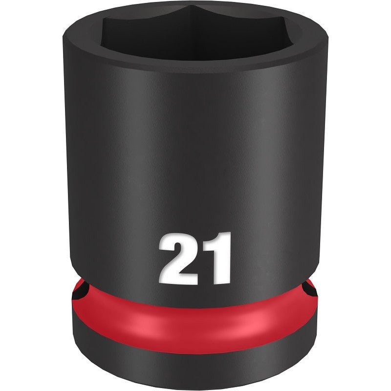 Milwaukee SHOCKWAVE Impact Duty Series 49-66-6253 Shallow Impact Socket, 21 mm Socket, 1/2 in Drive, Square Drive