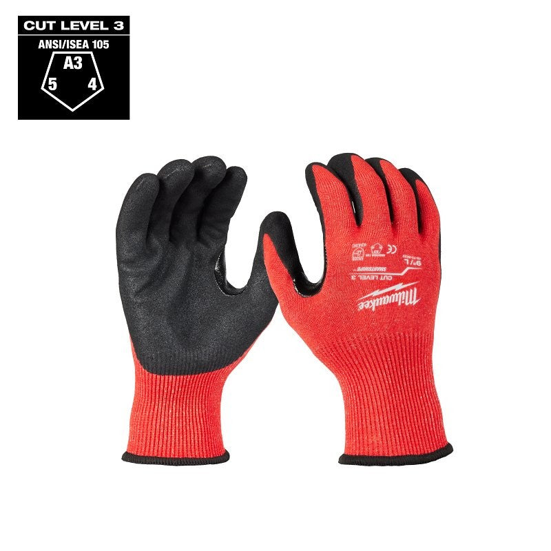 Milwaukee 48-73-8632 Dipped Gloves, L, 1 in L, Reinforced Thumb, Elastic Knit Cuff, Nitrile Coating, Nylon, Black/Red