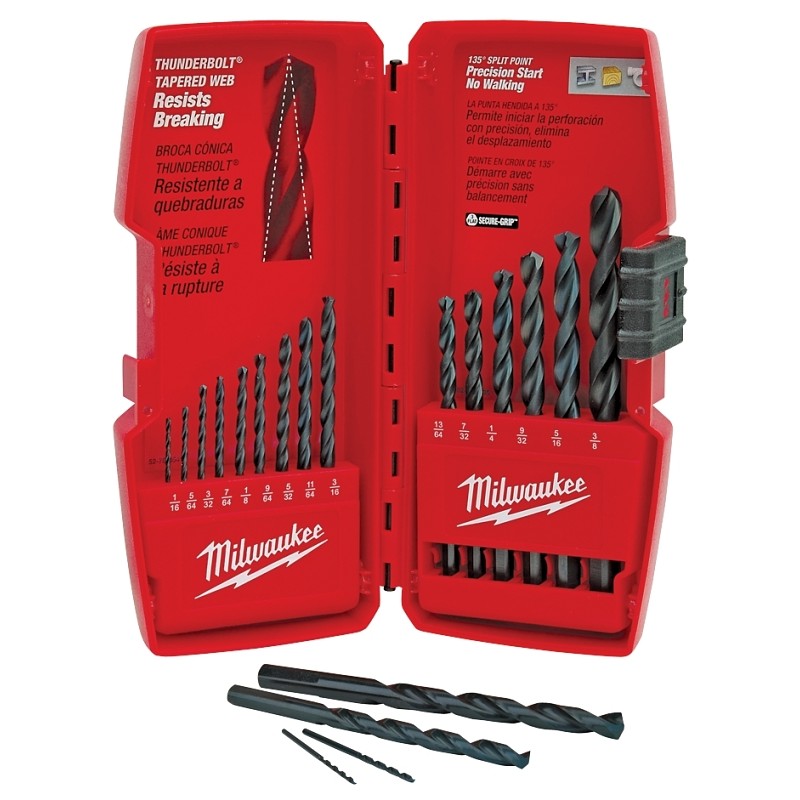 Milwaukee 48-89-2803 Drill Bit Set, 15-Piece, Steel, Black Oxide