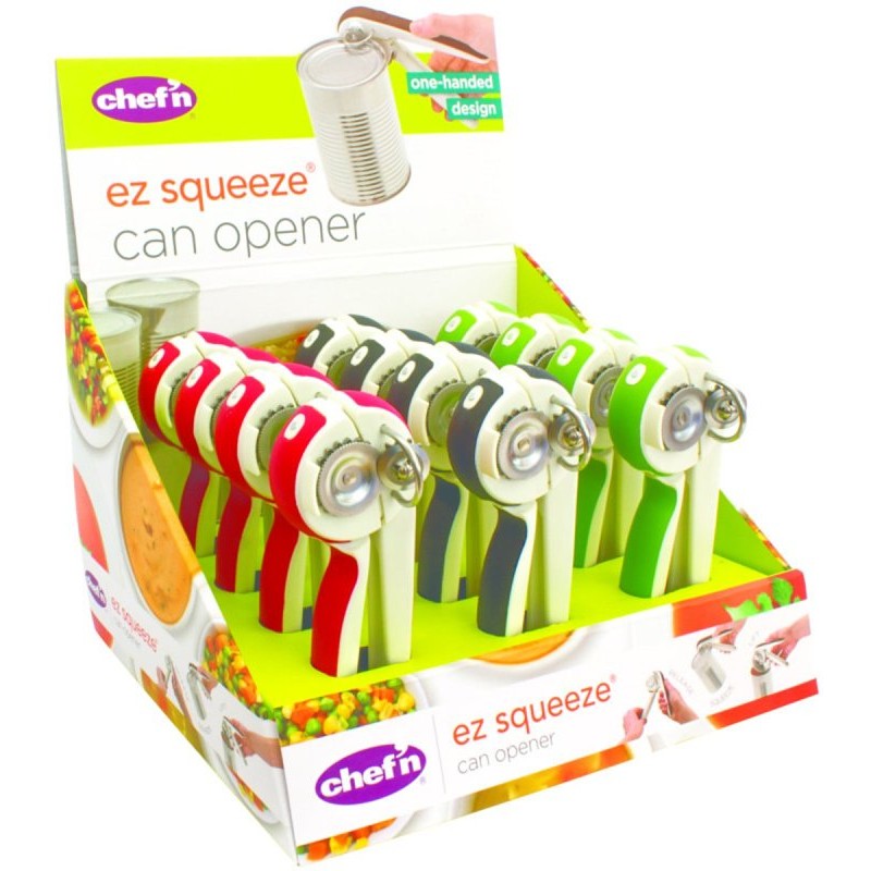 Chef'n 102-160-077 EZ Squeeze Can Opener, Plastic/Stainless Steel, Assorted (Pack of 12)