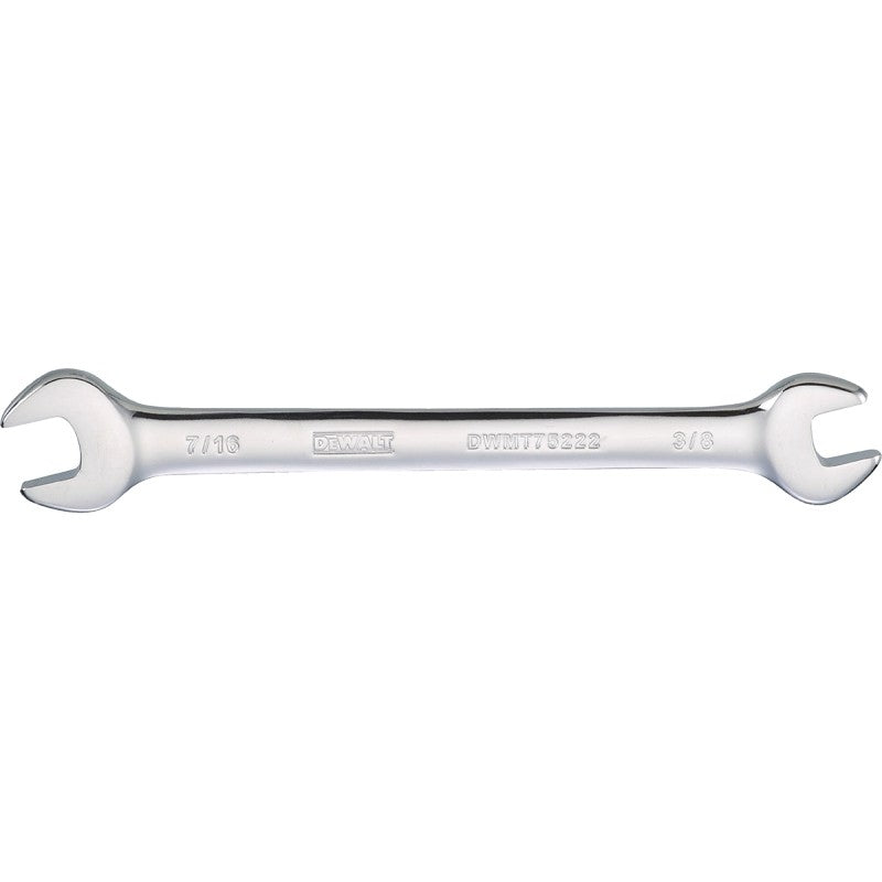 DEWALT DWMT75222OSP Open End Wrench, SAE, 3/8 x 7/16 in Head, 6-5/32 in L, Polished Chrome