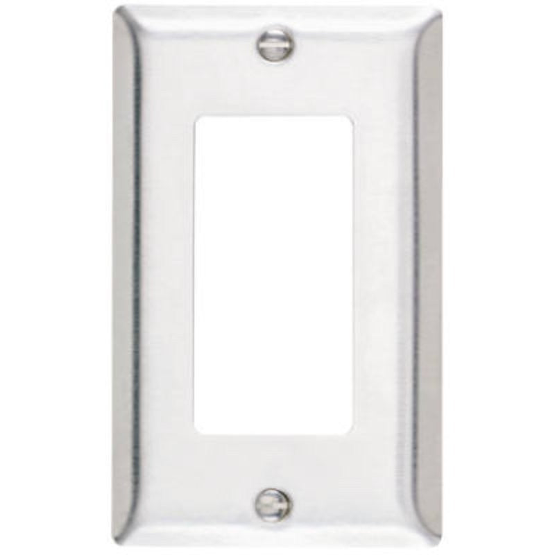 Legrand SS26CC25 Wallplate, Decorative, 4-1/2 in L, 2-3/4 in W, 1-Gang, Stainless Steel, Silver, Brushed