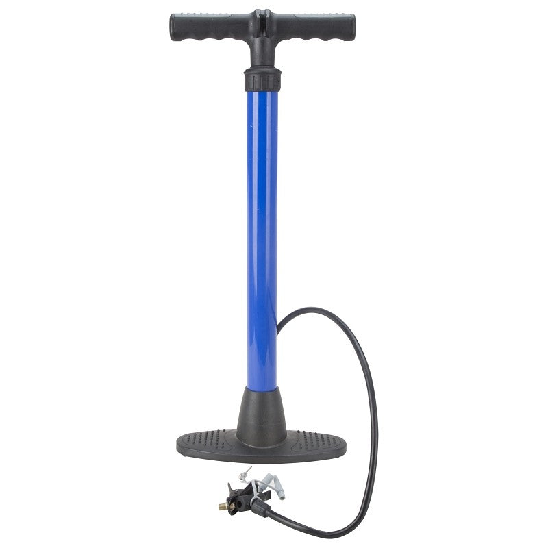 ProSource JL-HP013L Bicycle Hand Air Pump, 8-7/8 W x 21-1/2 H in, 120 psi Max Pressure, A18 Valve Valve, Blue