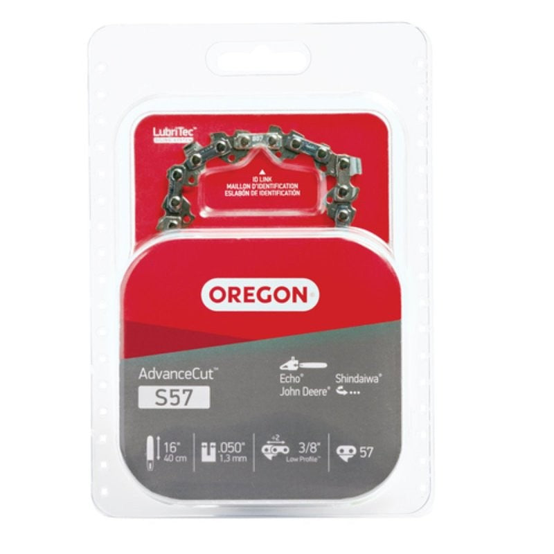 Oregon S57 Chainsaw Chain, 16 in L Bar, 0.05 Gauge, 3/8 in TPI/Pitch, 57-Link
